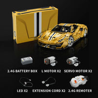 Thumbnail for Building Blocks MOC Motorized RC Ferrari 488 Racing Car Bricks Toys 61057 - 14