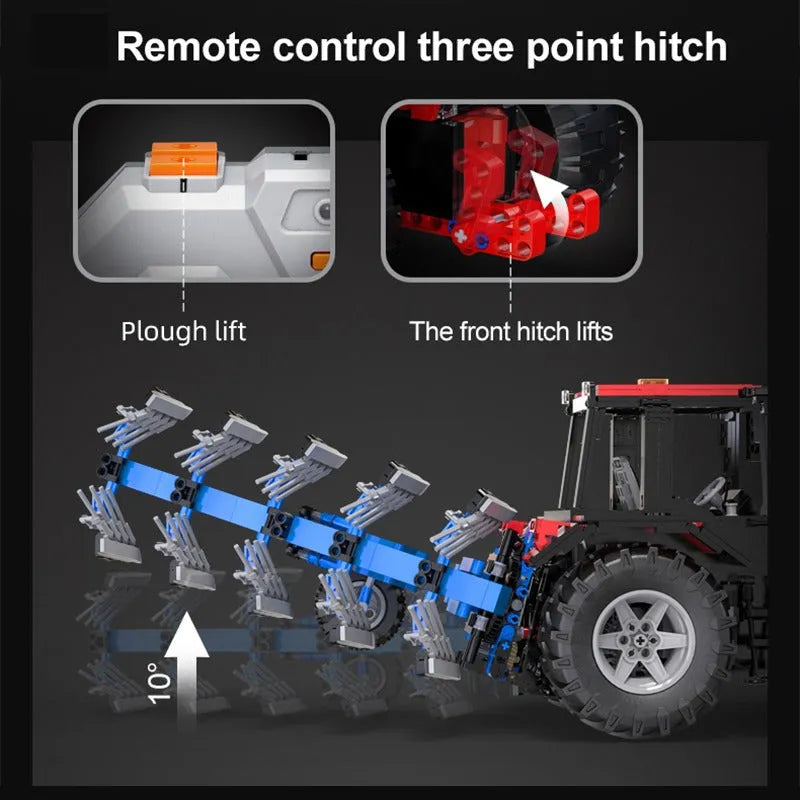 Building Blocks MOC Motorized Tech RC Tractor Truck Bricks Toys 61052 - 4