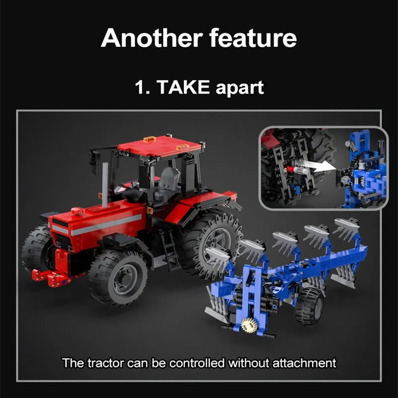 Building Blocks MOC Motorized Tech RC Tractor Truck Bricks Toys 61052 - 8