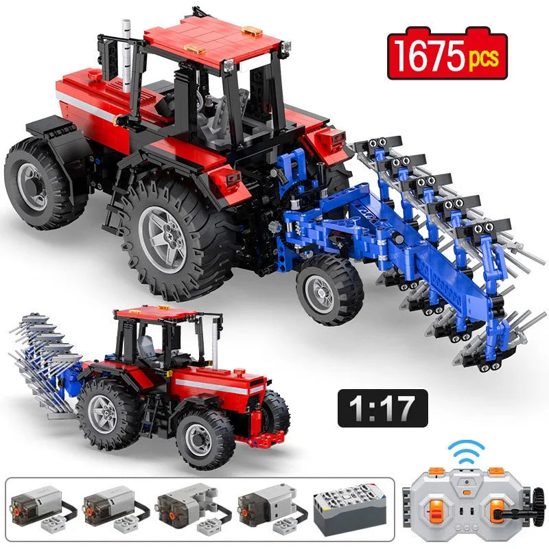 Building Blocks MOC Motorized Tech RC Tractor Truck Bricks Toys 61052 - 1