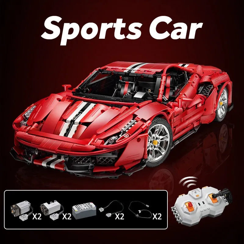 Building Blocks MOC RC Motorized Ferrari 488 Racing Sports Car Bricks Toys - 18