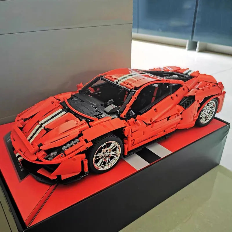 Building Blocks MOC Tech Ferrari 488 Super Racing Sports Car Bricks Toys - 17