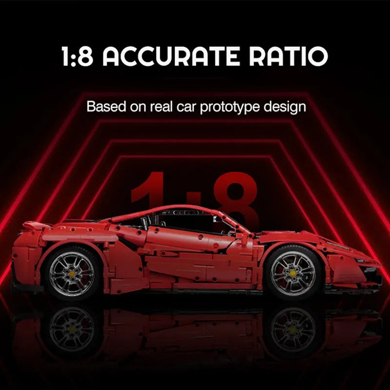 Building Blocks MOC Tech Ferrari 488 Super Racing Sports Car Bricks Toys - 9