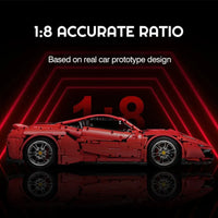 Thumbnail for Building Blocks MOC Tech Ferrari 488 Super Racing Sports Car Bricks Toys - 9