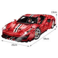 Thumbnail for Building Blocks MOC Tech Ferrari 488 Super Racing Sports Car Bricks Toys - 2