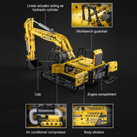 Thumbnail for Building Blocks MOC Tech Functional Crawler Excavator Bricks Toy - 15