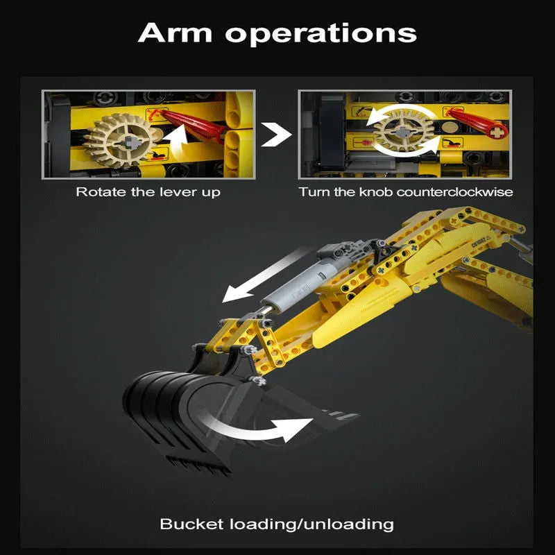 Building Blocks MOC Tech Functional Crawler Excavator Bricks Toy - 8