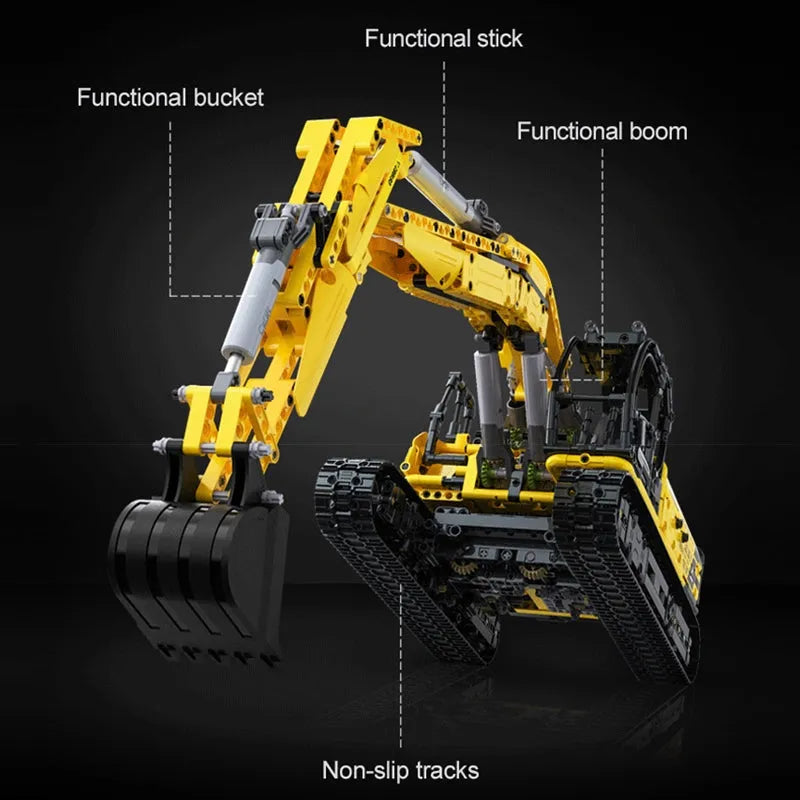 Building Blocks MOC Tech Functional Crawler Excavator Bricks Toy - 14