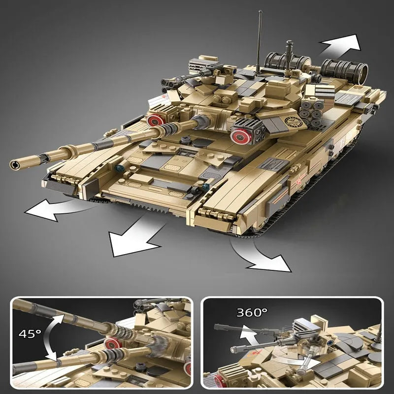Building Blocks MOC WW2 Motorized RC T90 Main Battle Tank Bricks Toys C61003 - 4