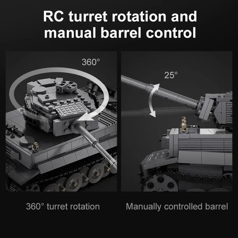 Building Blocks MOC WW2 Motorized RC Tiger Battle Tank Bricks Toy - 6