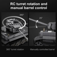 Thumbnail for Building Blocks MOC WW2 Motorized RC Tiger Battle Tank Bricks Toy - 6