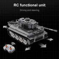 Thumbnail for Building Blocks MOC WW2 Motorized RC Tiger Battle Tank Bricks Toy - 3