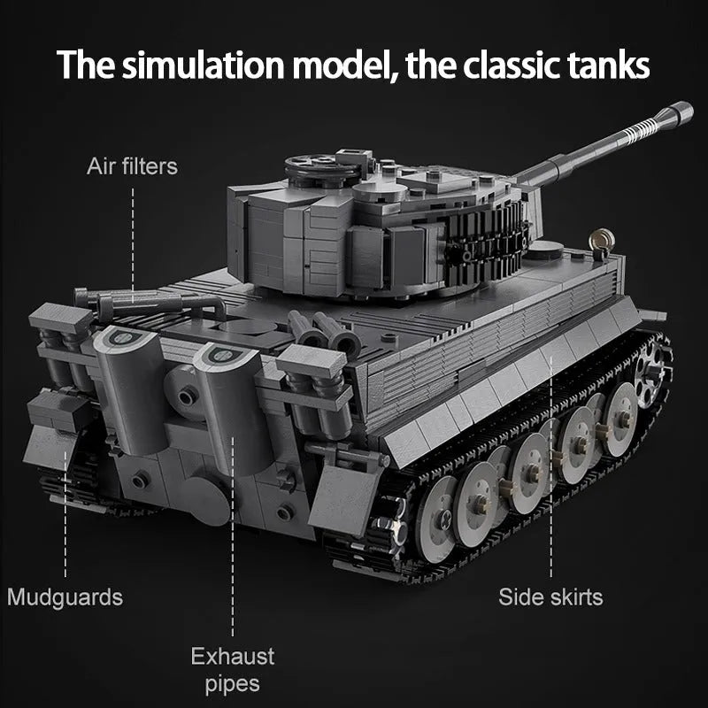 Building Blocks MOC WW2 Motorized RC Tiger Battle Tank Bricks Toy Construction Set Toys - 5
