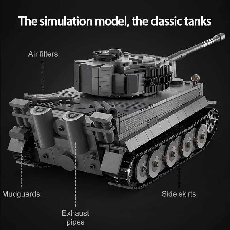 Building Blocks MOC WW2 Motorized RC Tiger Battle Tank Bricks Toy - 5