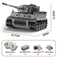 Thumbnail for Building Blocks MOC WW2 Motorized RC Tiger Battle Tank Bricks Toy Construction Set Toys - 1
