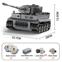 Thumbnail for Building Blocks MOC WW2 Motorized RC Tiger Battle Tank Bricks Toy - 1