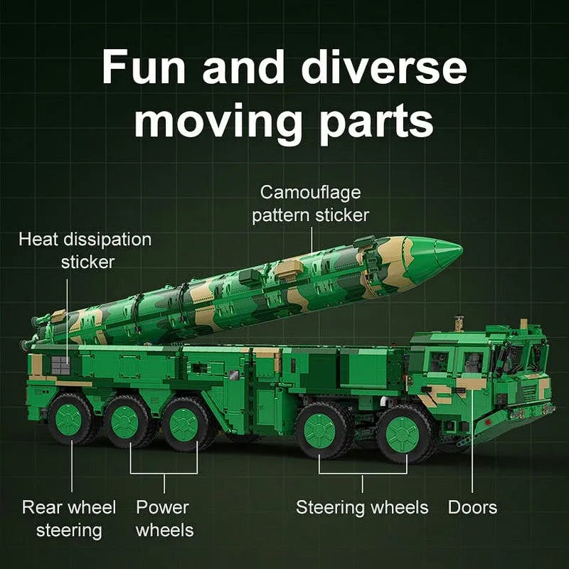 Building Blocks Motorized RC Anti Ship Ballistic Missile Vehicle DF-21D Bricks Toys Construction Set Toys - 15