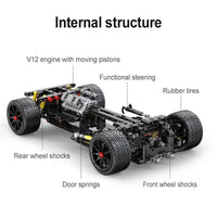 Thumbnail for Building Blocks Tech MOC C63005 Super APE Racing Hyper Car Bricks Toy - 12