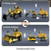 Thumbnail for Building Blocks Tech MOC City Wheel Loader Bulldozer Bricks Toys C65004 Construction Set Toys - 3