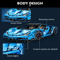 Thumbnail for Building Blocks Tech MOC Lambo Centenario Hypercar Sports Car Bricks Toy Construction Set Toys - 7