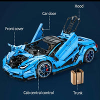 Thumbnail for Building Blocks Tech MOC Lambo Centenario Hypercar Sports Car Bricks Toy - 17