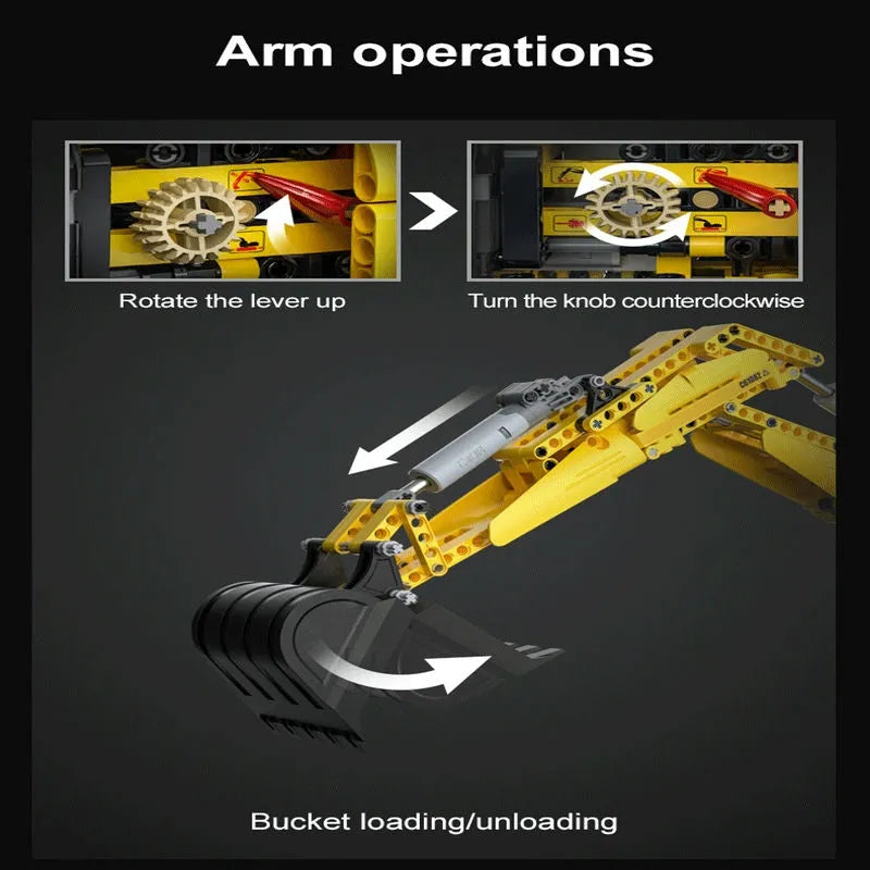 Building Blocks Tech RC Motorized Functional Excavator Bricks Toy Construction Set Toys - 7