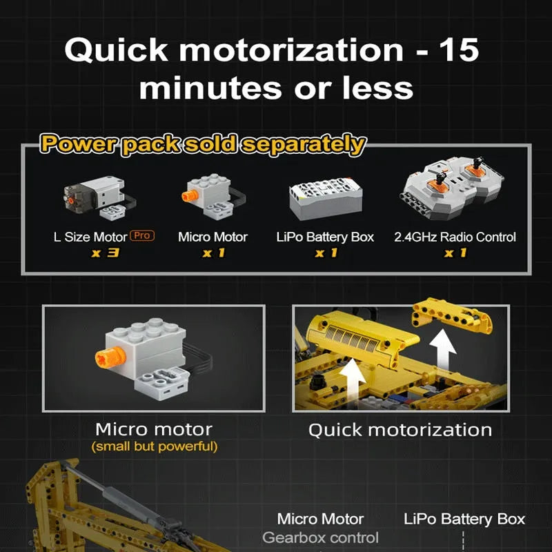 Building Blocks Tech RC Motorized Functional Excavator Bricks Toy - 12