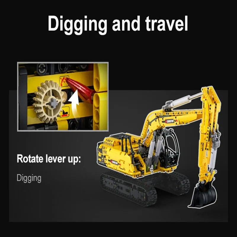 Building Blocks Tech RC Motorized Functional Excavator Bricks Toy - 5