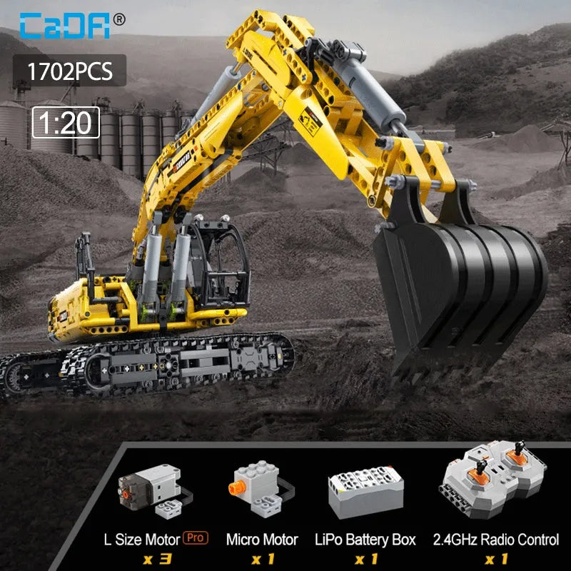 Building Blocks Tech RC Motorized Functional Excavator Bricks Toy - 2