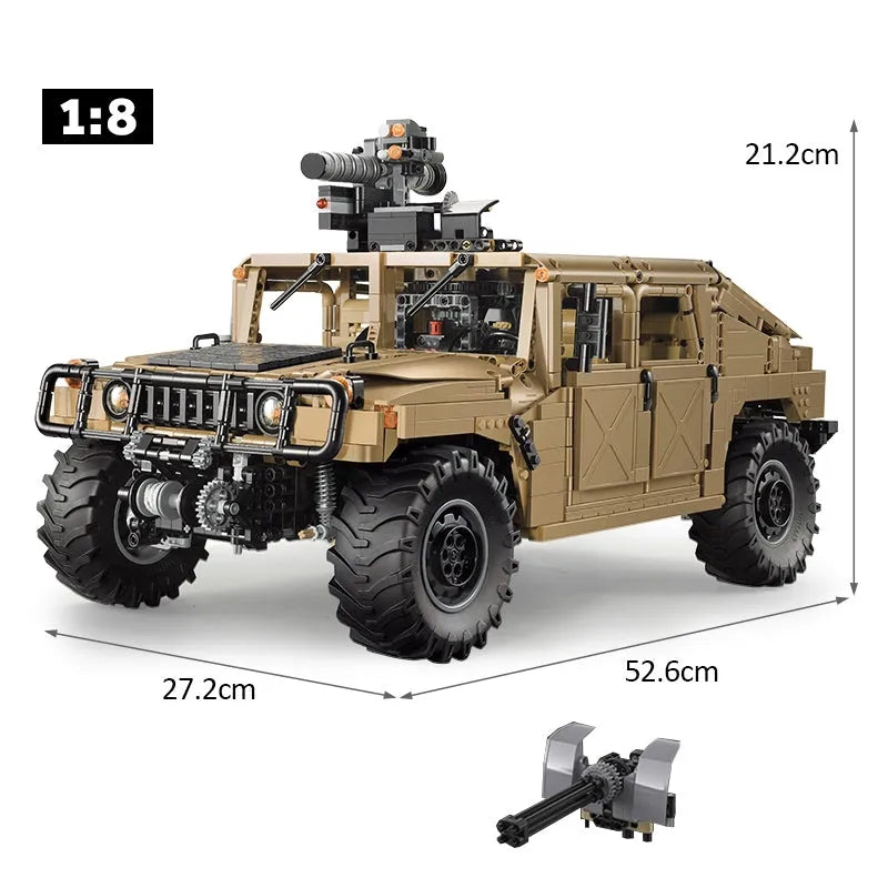 Building Blocks Technical MOC Humvee H1 Military Armored Car Bricks Toy - 2