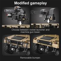 Thumbnail for Building Blocks Technical MOC Humvee H1 Military Armored Car Bricks Toy - 3