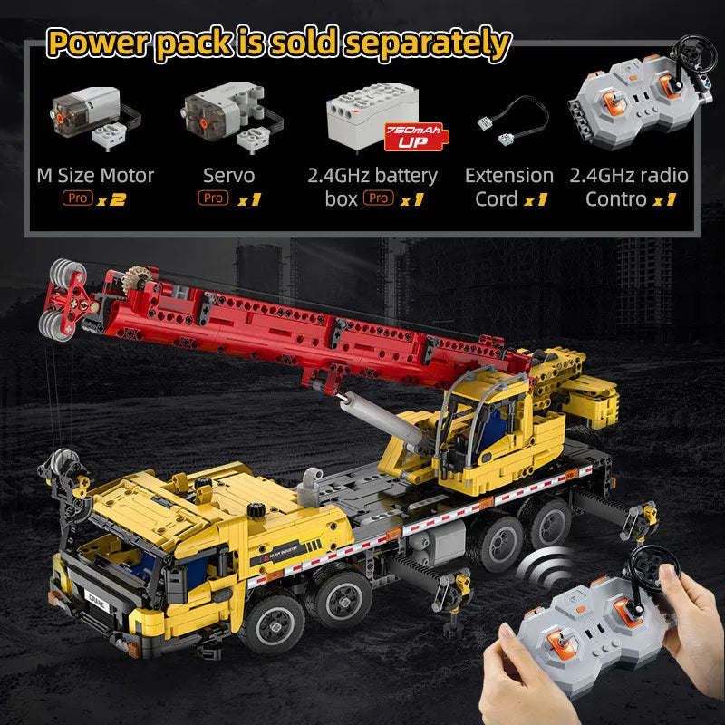 Building Blocks Technical RC Motorized Large Mobile Crane Truck Bricks Toy Construction Set Toys - 3