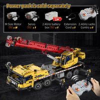 Thumbnail for Building Blocks Technical RC Motorized Large Mobile Crane Truck Bricks Toy - 3