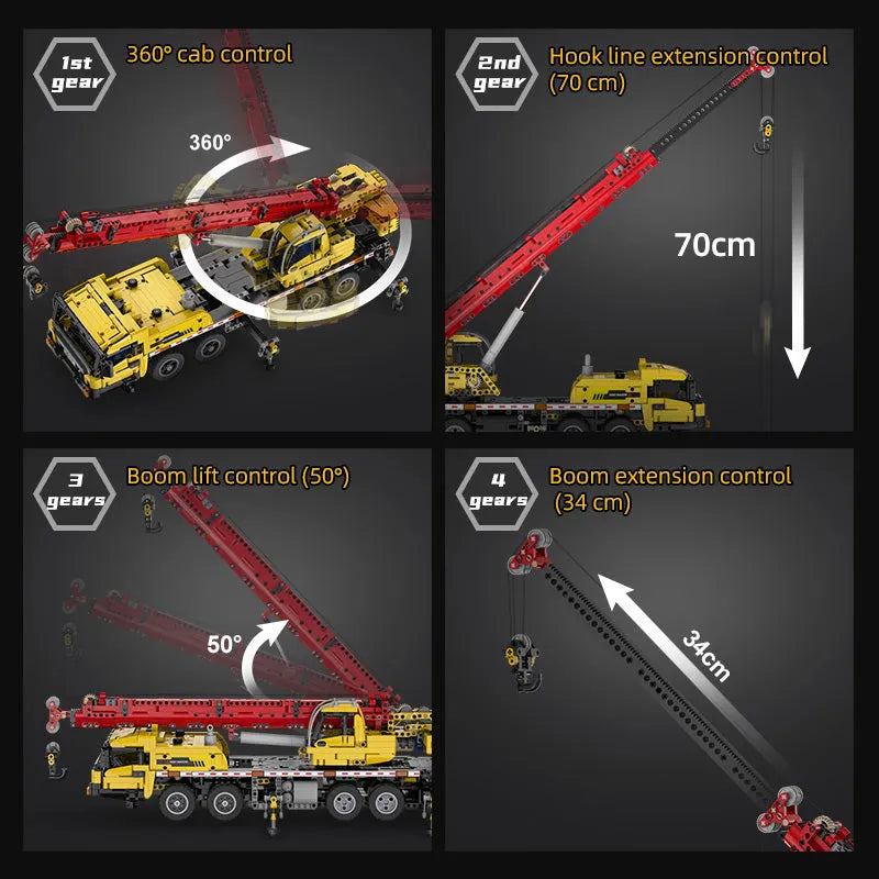 Building Blocks Technical RC Motorized Large Mobile Crane Truck Bricks Toy Construction Set Toys - 6