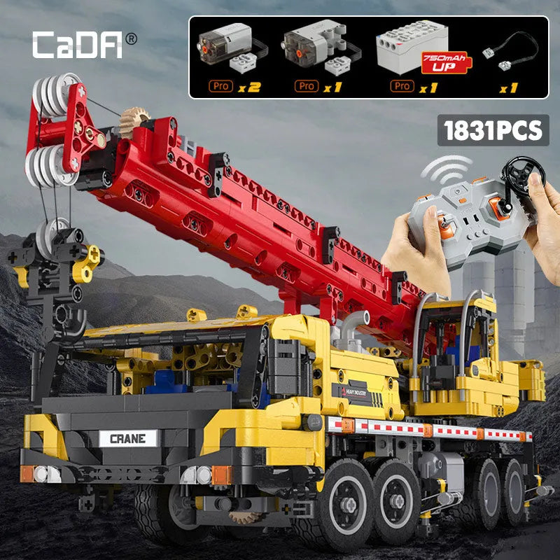 Building Blocks Technical RC Motorized Large Mobile Crane Truck Bricks Toy Construction Set Toys - 2