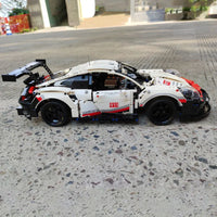 Thumbnail for Building Blocks MOC 20097 Tech Porsche 911 RSR Racing Sports Car Bricks Toys Construction Set Toys - 12