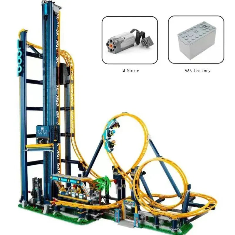 Building Blocks MOC 66503 Creator Expert Motorized Loop Roller Coaster Bricks Toys - 1