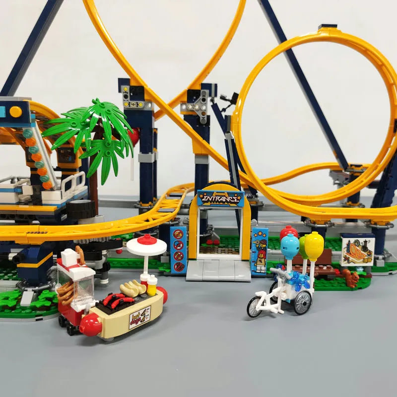Building Blocks MOC 66503 Creator Expert Motorized Loop Roller Coaster Bricks Toys - 19
