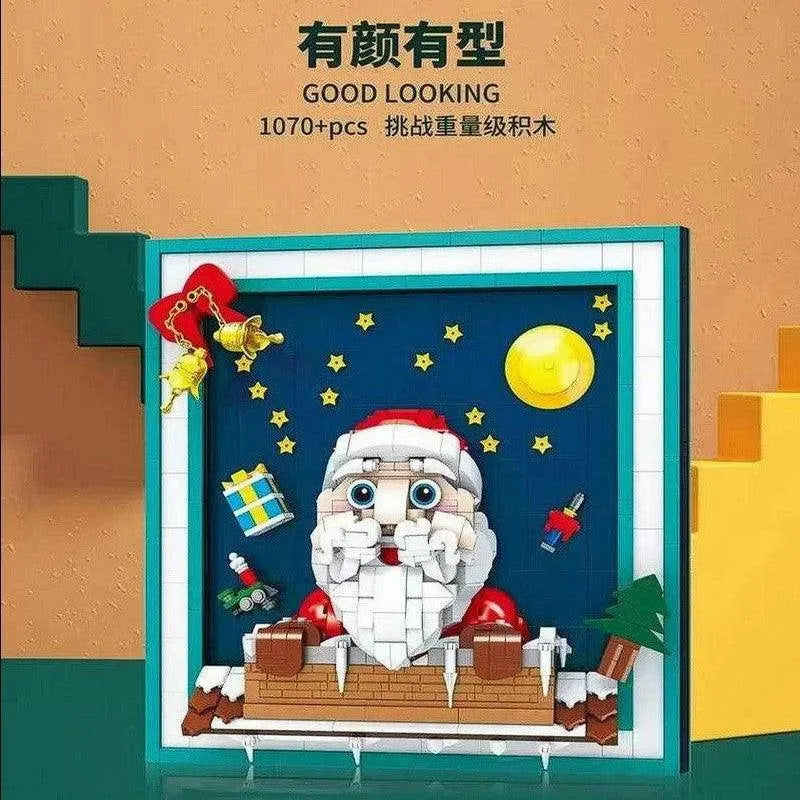 Building Blocks MOC Art Christmas Santa Claus Picture Frame Bricks Toy Construction Set Toys - 2