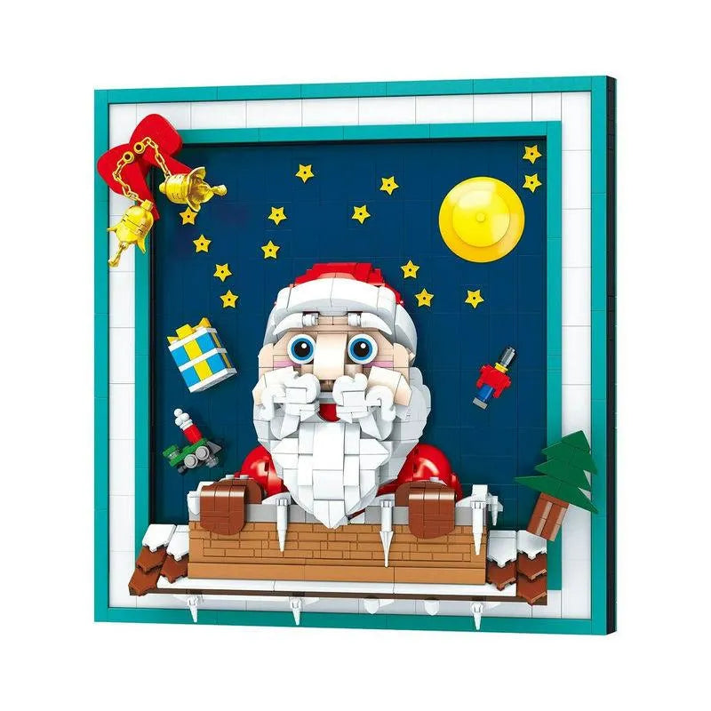 Building Blocks MOC Art Christmas Santa Claus Picture Frame Bricks Toy Construction Set Toys - 1
