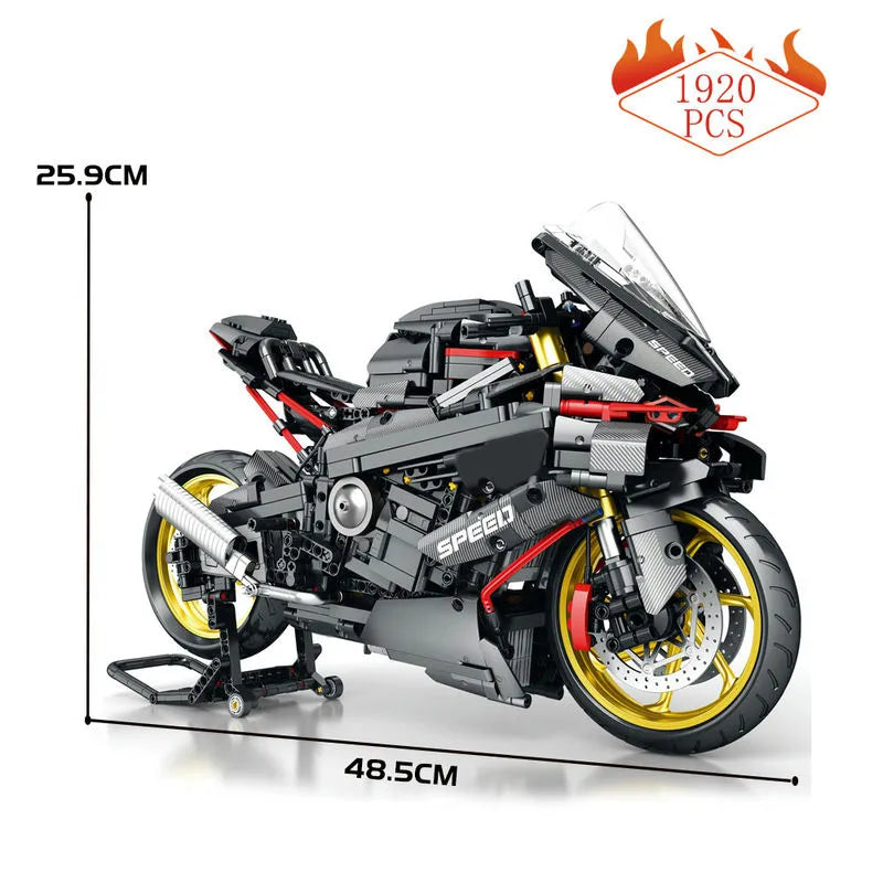 Building Blocks MOC BMW M1000RR Black Warrior Motorcycle Bricks Toy BM002 - 1