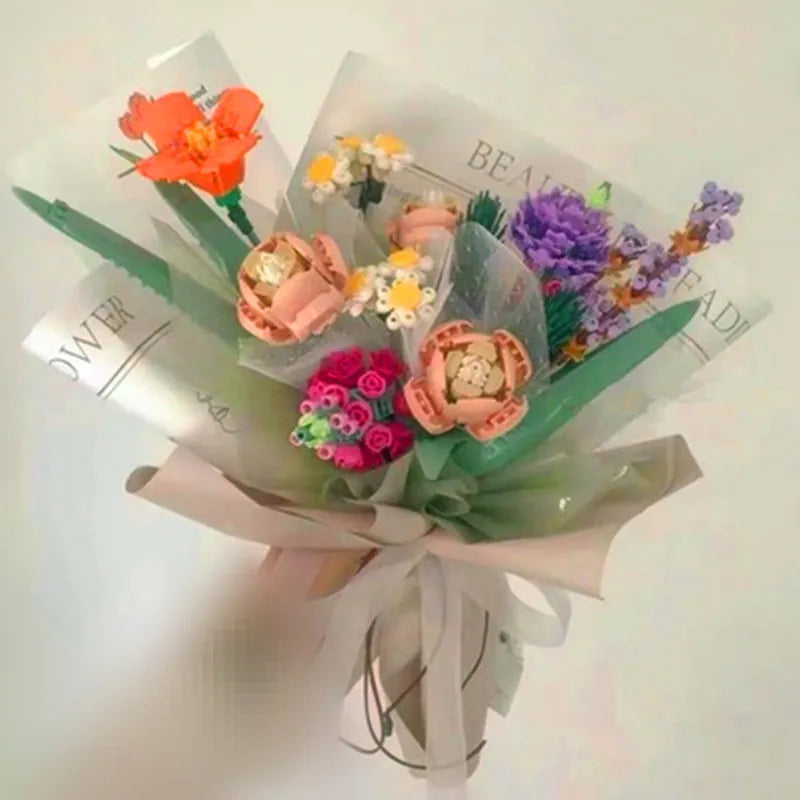 Building Blocks MOC Bouquet Romantic Love Flower Bricks Toy Construction Set Toys - 6