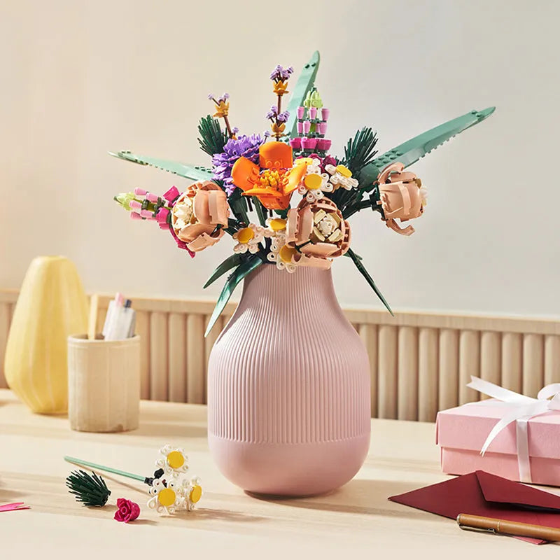 Building Blocks MOC Bouquet Romantic Love Flower Bricks Toy Construction Set Toys - 2