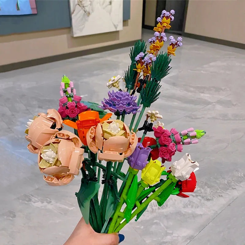 Building Blocks MOC Bouquet Romantic Love Flower Bricks Toy Construction Set Toys - 4
