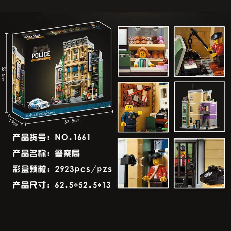 Building Blocks Block Creator Expert MOC Police Station Bricks Toys EU - 14