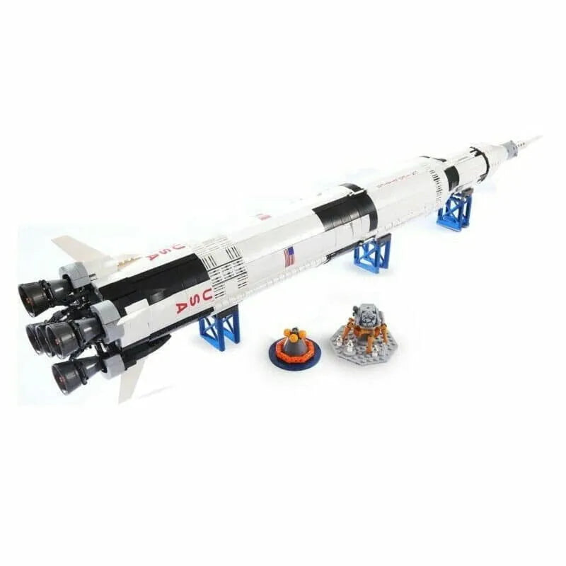 Building Blocks Building Block MOC Idea USA Apollo Saturn V Space Rocket Construction Set Toys - 22