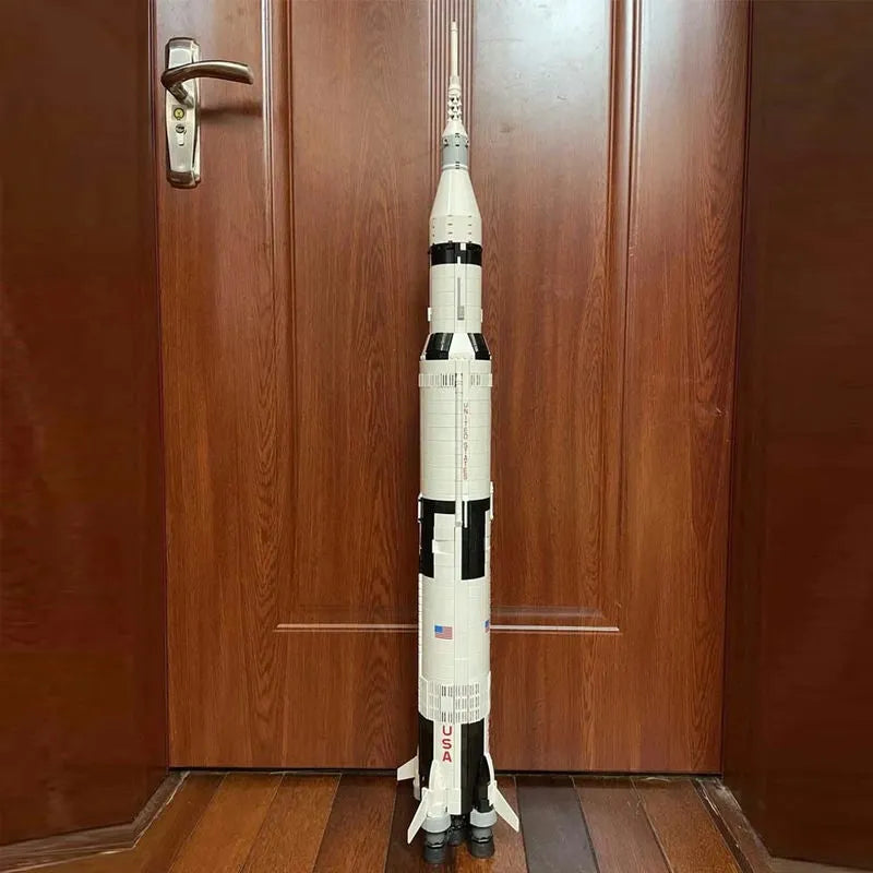 Building Blocks Building Block MOC Idea USA Apollo Saturn V Space Rocket Construction Set Toys - 5