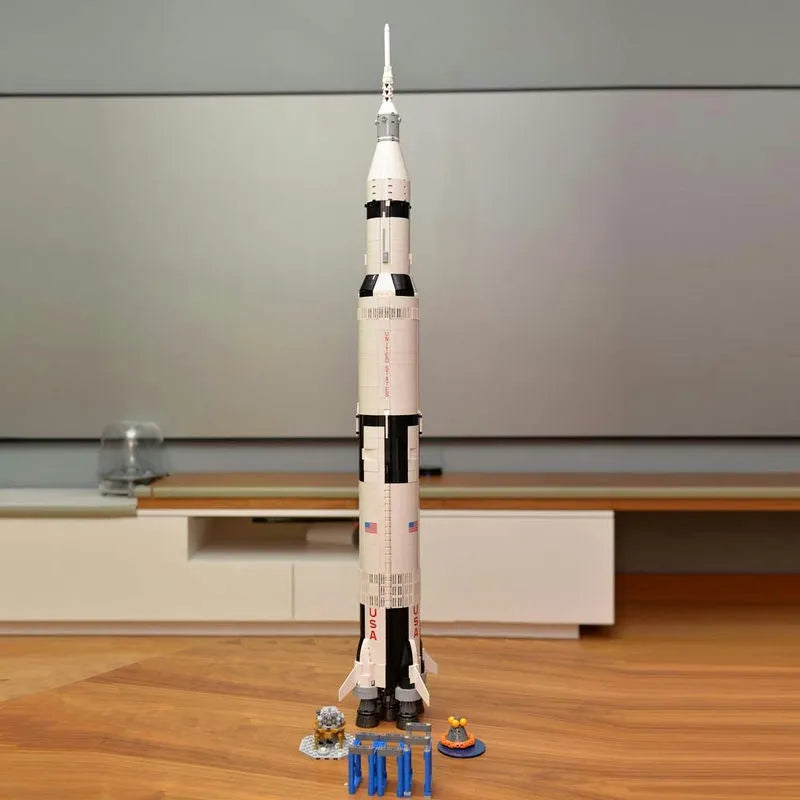 Building Blocks Building Block MOC Idea USA Apollo Saturn V Space Rocket Construction Set Toys - 9