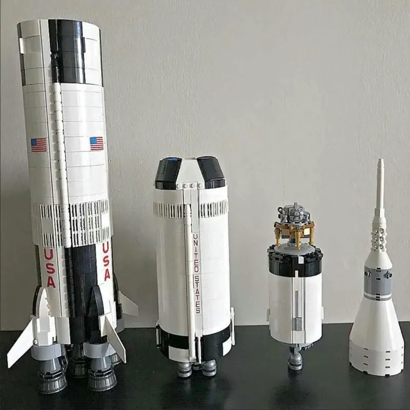 Building Blocks Building Block MOC Idea USA Apollo Saturn V Space Rocket Construction Set Toys - 6