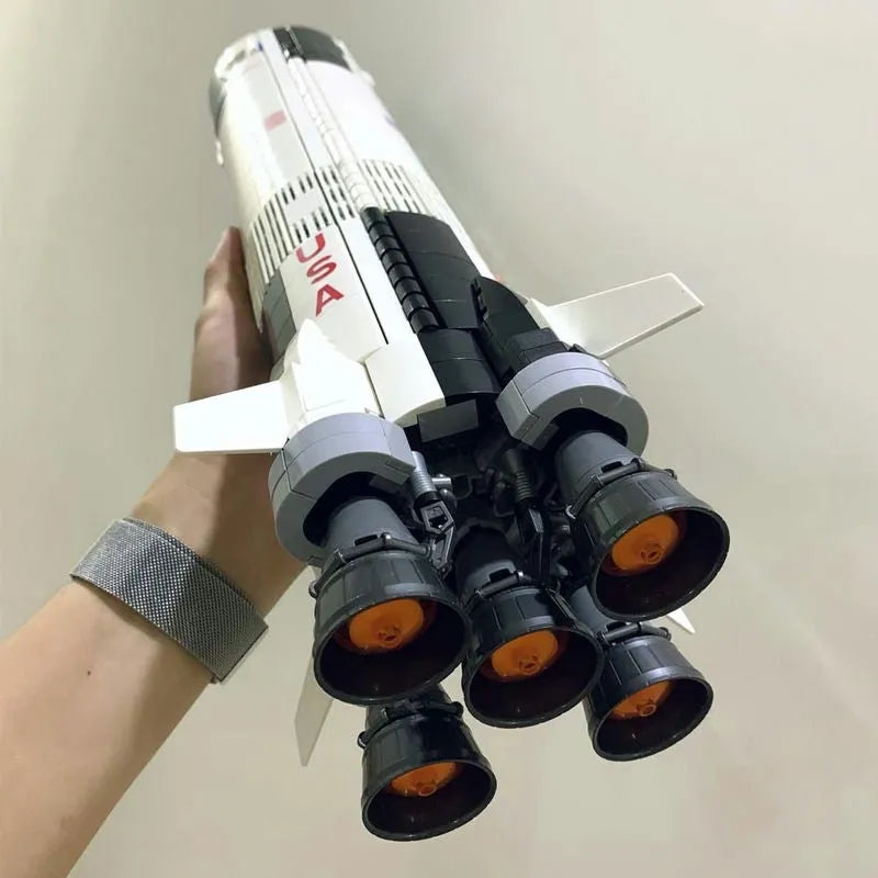 Building Blocks Building Block MOC Idea USA Apollo Saturn V Space Rocket Construction Set Toys - 4